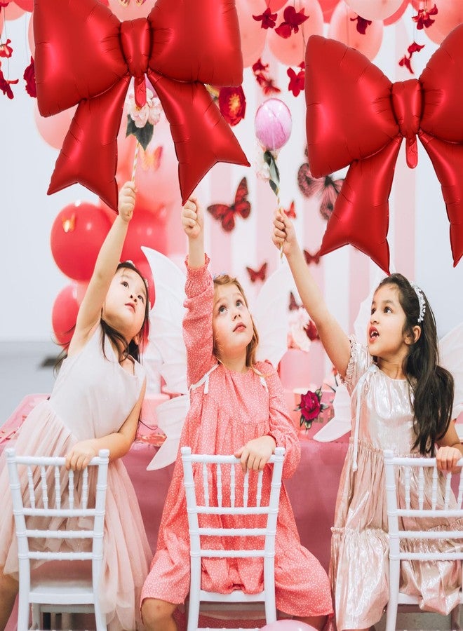 Vuzvuv 5Pcs 38 Inch Giant Red Bow Balloon for Birthday Party, Red Coquette Birthday Decorations for Gender Reveal, Baby Shower,Wedding Bridal，Theme Party - Image 4